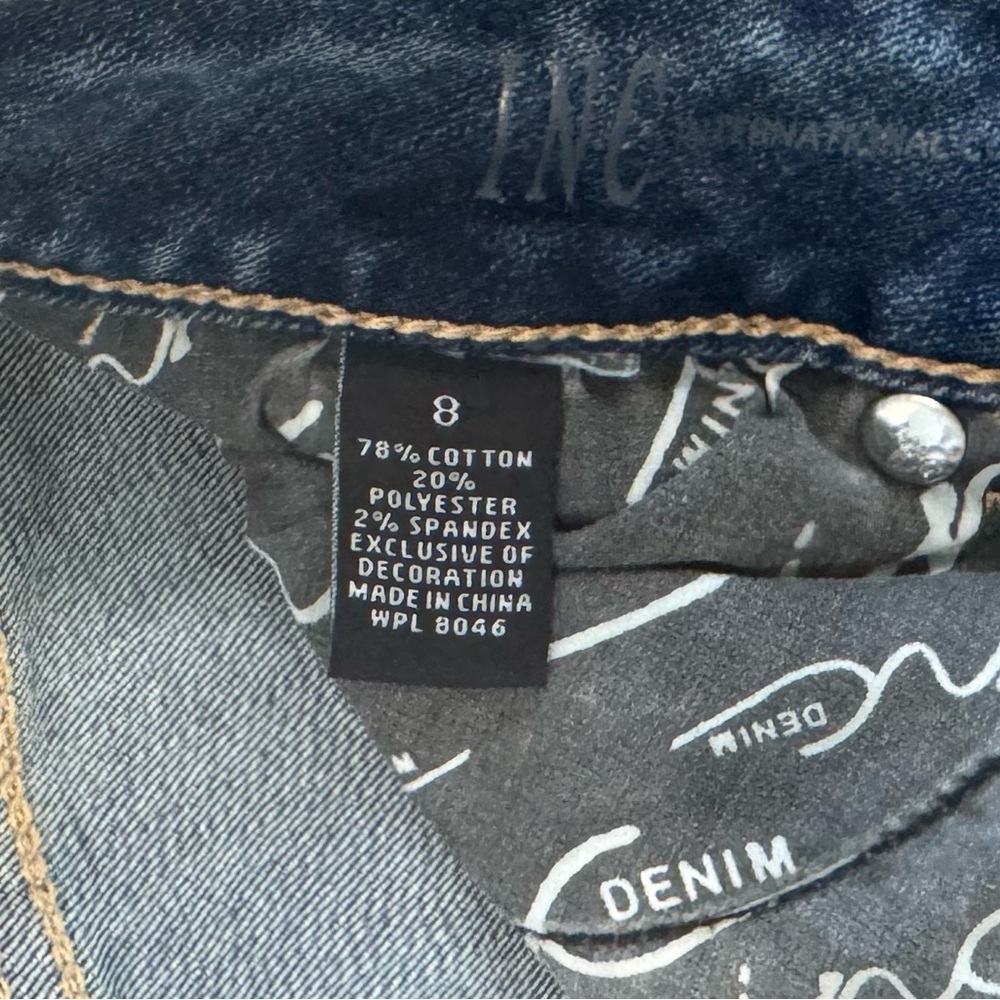 INC Denim Straight Leg Crop Jeans with Crochet Hem – Size 8 - Picture 4 of 6